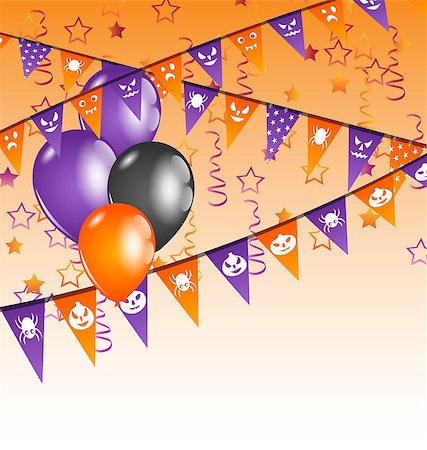 simsearch:400-06628533,k - Illustration hanging flags and balloons for Halloween party - vector Stock Photo - Budget Royalty-Free & Subscription, Code: 400-07677023