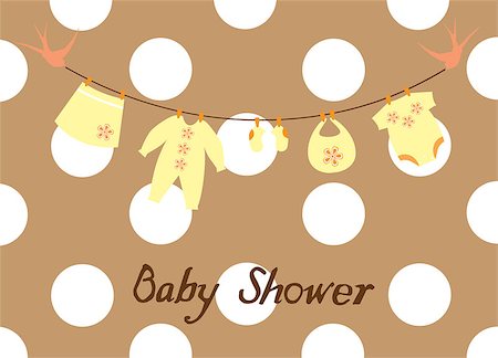 simsearch:400-05272121,k - vector baby shower card with bunting and clothes Stock Photo - Budget Royalty-Free & Subscription, Code: 400-07677071
