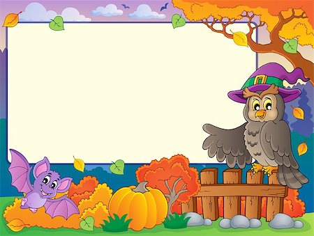 simsearch:400-04258210,k - Autumn frame with Halloween theme 5 - eps10 vector illustration. Stock Photo - Budget Royalty-Free & Subscription, Code: 400-07677685