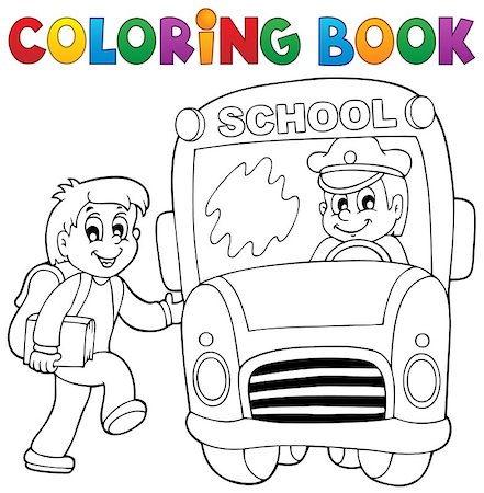 Coloring book school bus theme 2 - eps10 vector illustration. Stock Photo - Budget Royalty-Free & Subscription, Code: 400-07677691