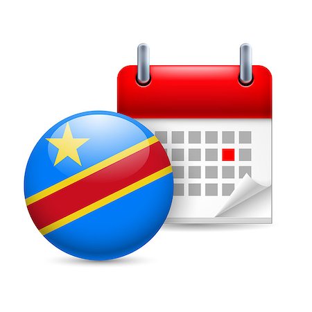 Calendar and round flag icon. National holiday in Democratic Republic of the Congo Stock Photo - Budget Royalty-Free & Subscription, Code: 400-07677896