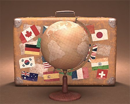 simsearch:400-07680047,k - Antique globe in front of a retro suitcase. Travel concept around the world. Stock Photo - Budget Royalty-Free & Subscription, Code: 400-07678016
