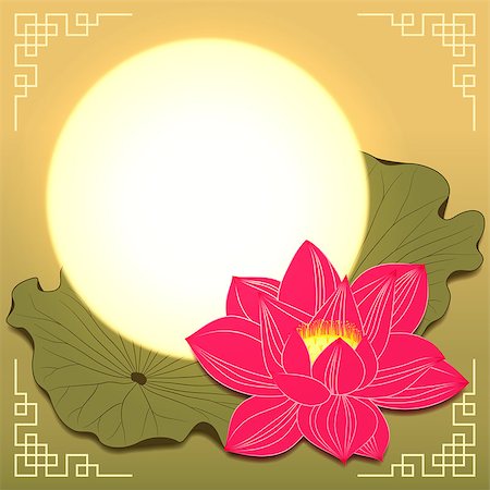 Mid Autumn Festival Lotus Flower and Moon Stock Photo - Budget Royalty-Free & Subscription, Code: 400-07678442