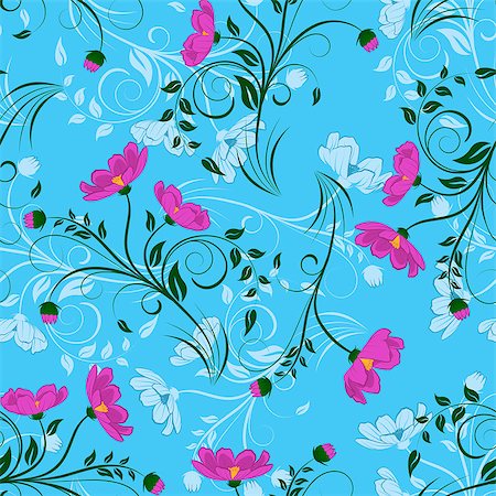 seamless floral - Seamless vector floral pattern. For easy making seamless pattern just drag all group into swatches bar, and use it for filling any contours. EPS 10. Stock Photo - Budget Royalty-Free & Subscription, Code: 400-07678759