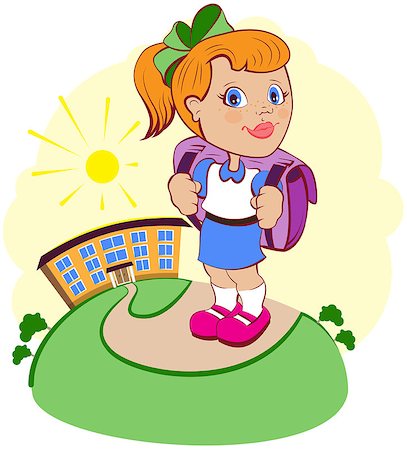 simsearch:695-03381153,k - The girl goes to school. Vector cartoon illustration Stock Photo - Budget Royalty-Free & Subscription, Code: 400-07679208