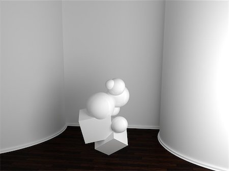 simsearch:400-05110360,k - 3d rendered interior composition with abstract sculpture. Photographie de stock - Aubaine LD & Abonnement, Code: 400-07679874