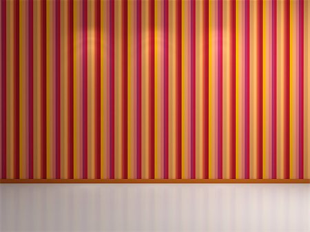 simsearch:400-05110360,k - 3d rendered empty room with striped wallpapers on wall. Photographie de stock - Aubaine LD & Abonnement, Code: 400-07679895