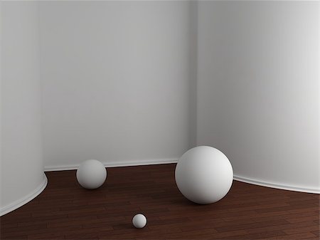 simsearch:400-05110360,k - 3d rendered abstract composition with white spheres on laminated floor. Photographie de stock - Aubaine LD & Abonnement, Code: 400-07679906