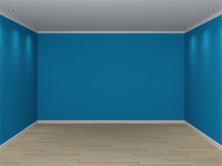 simsearch:400-05110360,k - 3d rendered empty room with blue walls. Photographie de stock - Aubaine LD & Abonnement, Code: 400-07679910