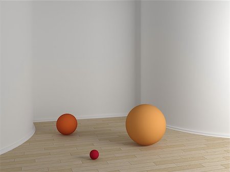 simsearch:400-05110360,k - Abstract interior composition with colorful spheres on a floor. Photographie de stock - Aubaine LD & Abonnement, Code: 400-07679911