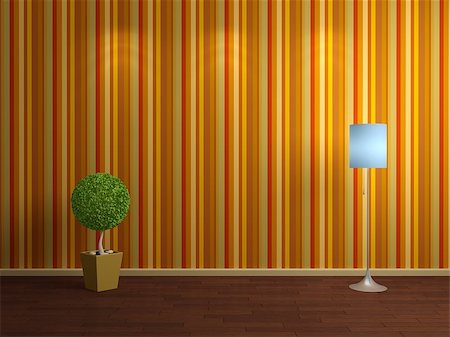 simsearch:400-05110360,k - Modern interior composition with blue lamp and decorative plant. Photographie de stock - Aubaine LD & Abonnement, Code: 400-07679928