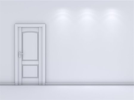 simsearch:400-05110360,k - 3d rendered interior composition with white door. Photographie de stock - Aubaine LD & Abonnement, Code: 400-07679945