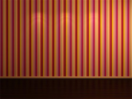 simsearch:400-05110360,k - 3d rendered empty room with laminated floor and striped wallpapers. Photographie de stock - Aubaine LD & Abonnement, Code: 400-07679958
