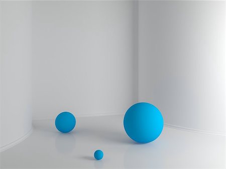 simsearch:400-05110360,k - Abstract interior composition with colorful spheres on a floor. Photographie de stock - Aubaine LD & Abonnement, Code: 400-07679966