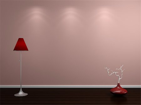 simsearch:400-05110360,k - Modern interior composition with red lamp and red vase. Photographie de stock - Aubaine LD & Abonnement, Code: 400-07679992