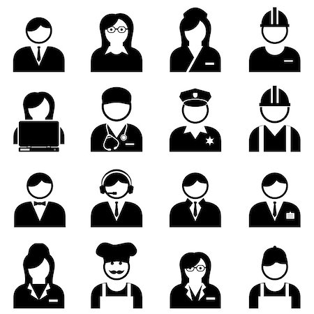 professor (female) - Blue and white collar professionals and workers icon set Stock Photo - Budget Royalty-Free & Subscription, Code: 400-07670189