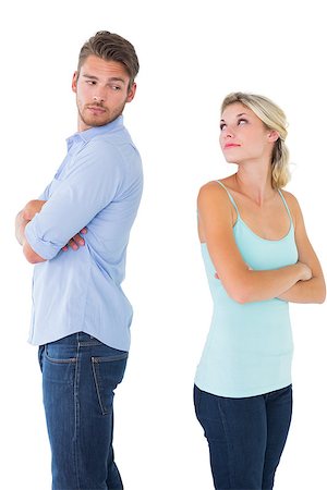 Unhappy couple not speaking to each other on white background Stock Photo - Budget Royalty-Free & Subscription, Code: 400-07686554