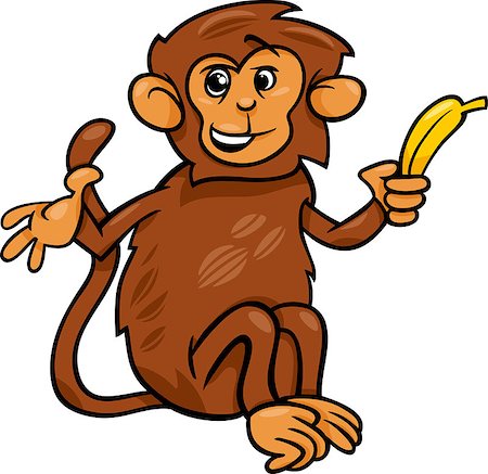 simsearch:400-04394183,k - Cartoon Illustration of Cute Monkey with Banana Stock Photo - Budget Royalty-Free & Subscription, Code: 400-07681205
