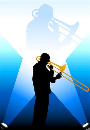Trumpet Musician under the Bright Lights Original Illustration Photographie de stock - Aubaine LD & Abonnement, Code: 400-07681592