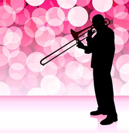 Trumpet Musician on Pink Lens Flare Background Original Illustration Photographie de stock - Aubaine LD & Abonnement, Code: 400-07681593