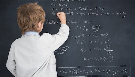 simsearch:400-04917346,k - Cute pupil writing on board against rocket science theory Stock Photo - Budget Royalty-Free & Subscription, Code: 400-07683131