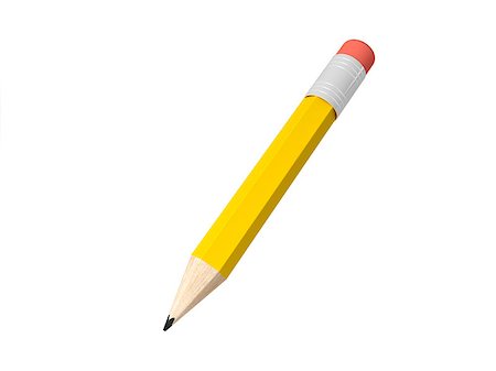 3D render of detailed pencil isolated on white background. Stock Photo - Budget Royalty-Free & Subscription, Code: 400-07715181