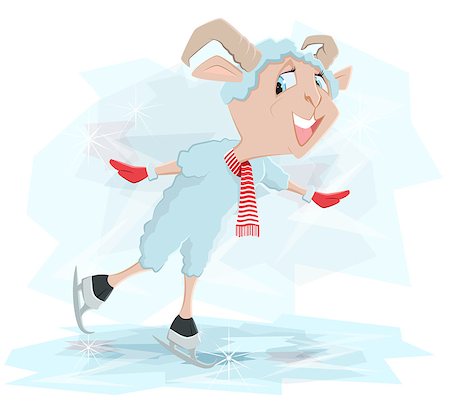 sheep happy pets - Goat skates. Symbol 2015. Vector cartoon illustration Stock Photo - Budget Royalty-Free & Subscription, Code: 400-07716718