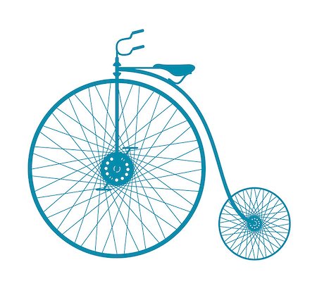 simsearch:400-08938779,k - Silhouette of vintage bicycle in blue design on white background Stock Photo - Budget Royalty-Free & Subscription, Code: 400-07716796