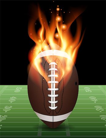 pigskin - A flaming american football on field. Vector EPS 10 available. Vector contains transparencies and gradient mesh. Stock Photo - Budget Royalty-Free & Subscription, Code: 400-07716983