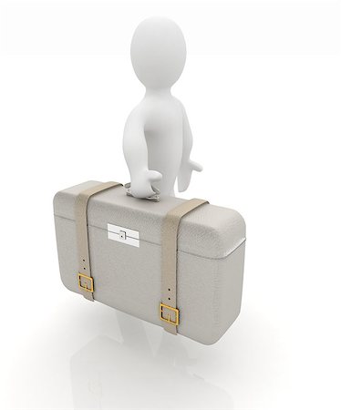 empty suitcase - Leather suitcase for travel with 3d man on a white background Stock Photo - Budget Royalty-Free & Subscription, Code: 400-07717311