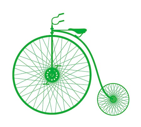 simsearch:400-08938779,k - Silhouette of vintage bicycle in green design on white background Stock Photo - Budget Royalty-Free & Subscription, Code: 400-07717473