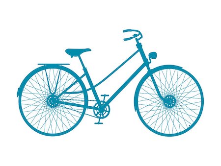 simsearch:400-08938779,k - Silhouette of vintage bicycle in blue design on white background Stock Photo - Budget Royalty-Free & Subscription, Code: 400-07717804