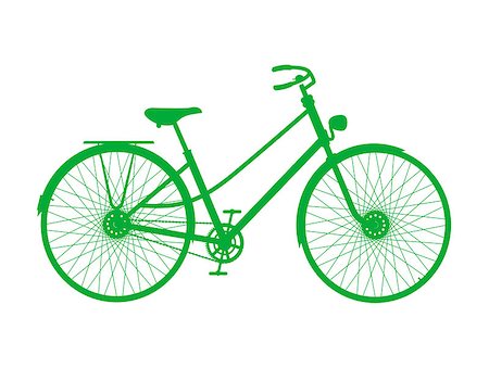 simsearch:400-08938779,k - Silhouette of vintage bicycle in green design on white background Stock Photo - Budget Royalty-Free & Subscription, Code: 400-07718381
