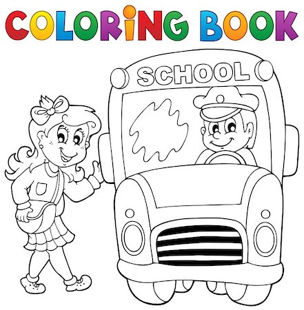 Coloring book school bus theme 3 - eps10 vector illustration. Stock Photo - Budget Royalty-Free & Subscription, Code: 400-07718557