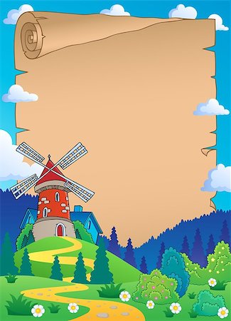 simsearch:400-05724401,k - Parchment with windmill 1 - eps10 vector illustration. Stock Photo - Budget Royalty-Free & Subscription, Code: 400-07718585