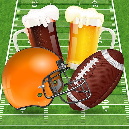 simsearch:400-04358892,k - American Football Poster with Helmet, Ball, Field and Glasses of Beer, vector Foto de stock - Super Valor sin royalties y Suscripción, Código: 400-07718900