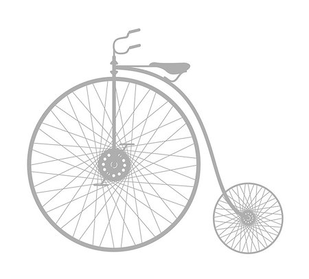 simsearch:400-08938779,k - Silhouette of vintage bicycle in grey design on white background Stock Photo - Budget Royalty-Free & Subscription, Code: 400-07719278