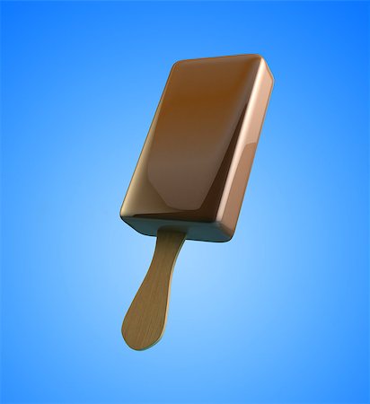 red stick candy - Chocolate ice cream 3d Illustrations on a light blue background Stock Photo - Budget Royalty-Free & Subscription, Code: 400-07719410