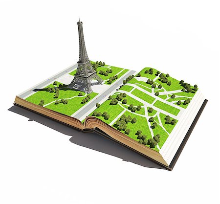 Paris  in the the  open book. 3d concept Foto de stock - Super Valor sin royalties y Suscripción, Código: 400-07712679