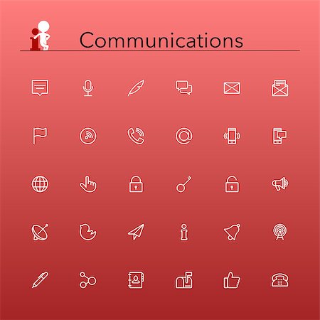 rss - Social and communications line Icons set. Vector illustration. Stock Photo - Budget Royalty-Free & Subscription, Code: 400-07713025