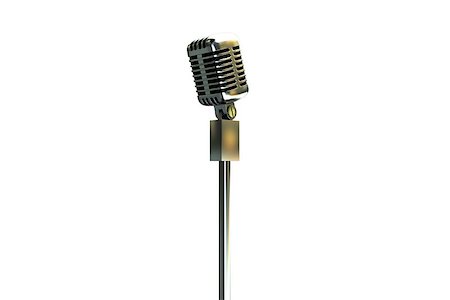 Digitally generated retro microphone on stand on white background Stock Photo - Budget Royalty-Free & Subscription, Code: 400-07726291