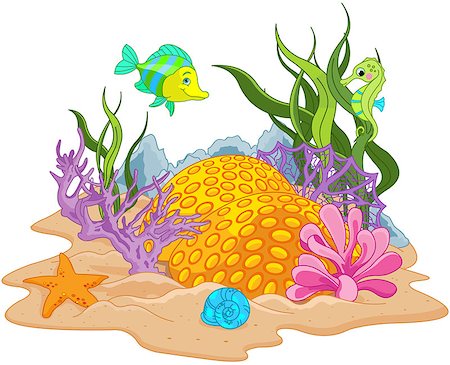 fish clip art to color - Illustration background of an underwater scene Stock Photo - Budget Royalty-Free & Subscription, Code: 400-07728752
