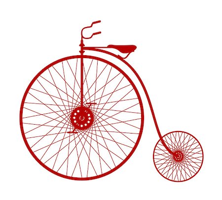 simsearch:400-08938779,k - Silhouette of vintage bicycle in red design on white background Stock Photo - Budget Royalty-Free & Subscription, Code: 400-07728865