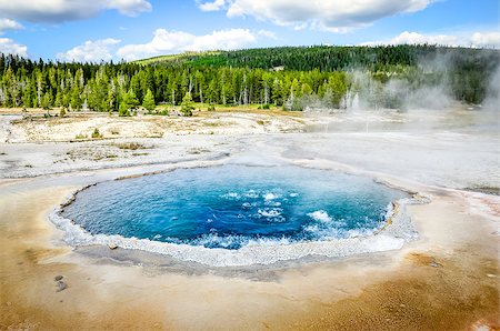 Landscape view of geothermal Crested pool in Yellowstone NP, Wyoming, USA Stock Photo - Budget Royalty-Free & Subscription, Code: 400-07729691