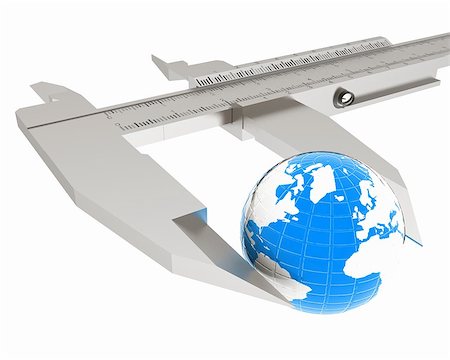 Vernier caliper measures the Earth. Global 3d concept on a white background Stock Photo - Budget Royalty-Free & Subscription, Code: 400-07746852