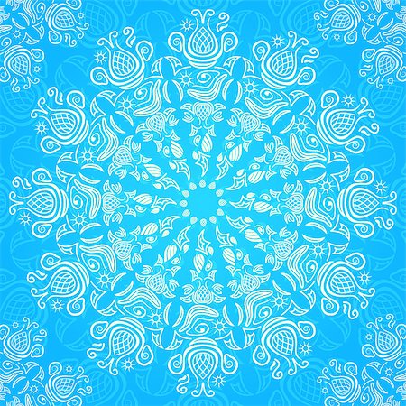 Shiny Blue Lacy Decoration Vector Mandala Invitation Card Stock Photo - Budget Royalty-Free & Subscription, Code: 400-07747451