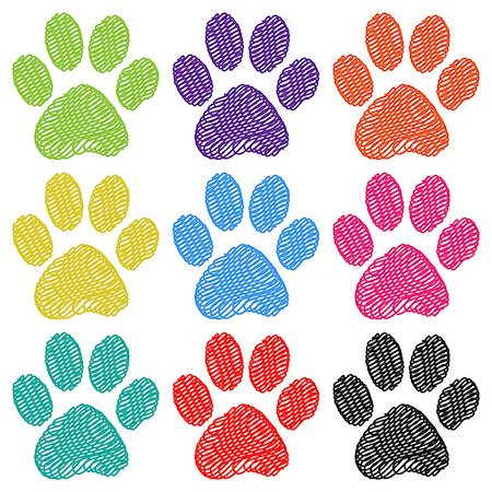 simsearch:400-06392340,k - Illustration set of paw prints on a white background. Stock Photo - Budget Royalty-Free & Subscription, Code: 400-07748030