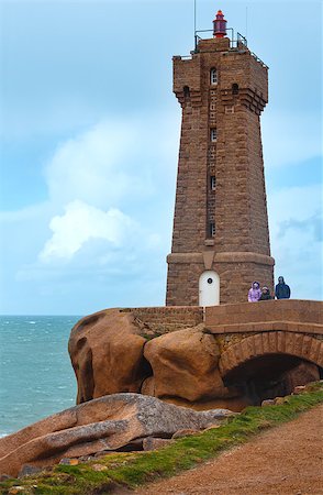 simsearch:632-05759883,k - Ploumanach lighthouse and family near (Perros-Guirec, Brittany, France). The Pink Granite Coast. Stock Photo - Budget Royalty-Free & Subscription, Code: 400-07748110