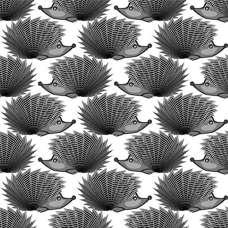 simsearch:400-07424187,k - Design monochrome seamless diagonal pattern. Funny hedgehogs background. Vector art Photographie de stock - Aubaine LD & Abonnement, Code: 400-07749158