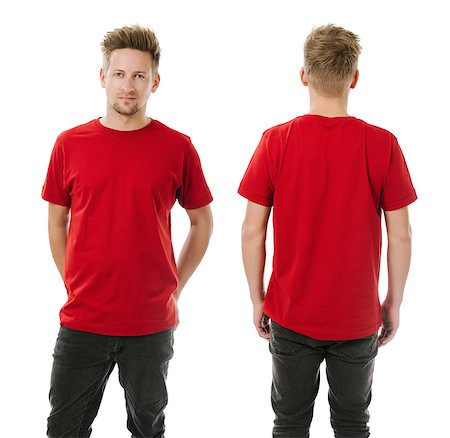 sumners (artist) - Photo of a man wearing blank red t-shirt, front and back. Ready for your design or artwork. Stock Photo - Budget Royalty-Free & Subscription, Code: 400-07749310